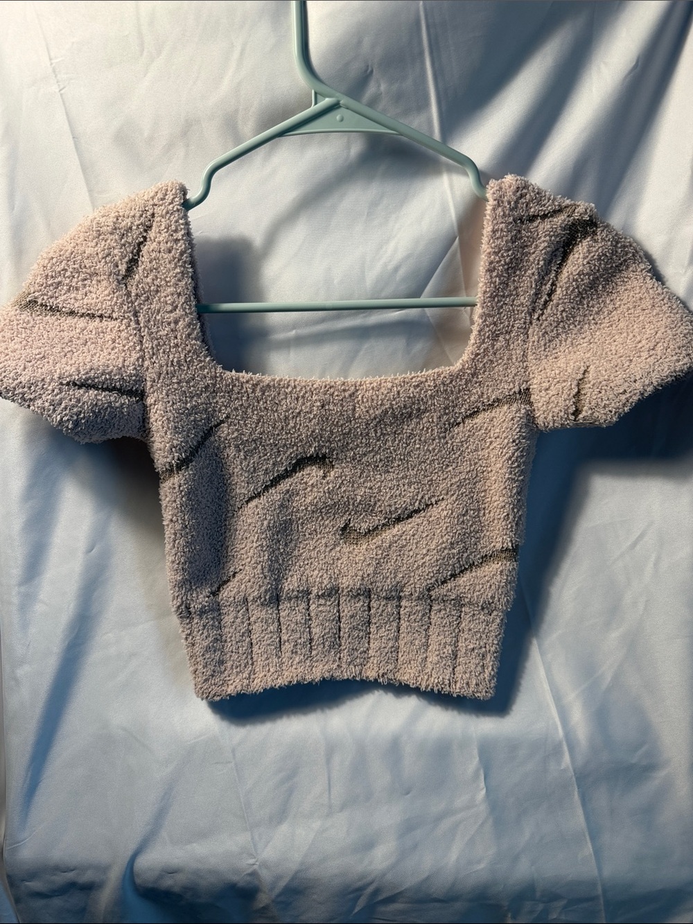Nike Beige Fuzzy Cropped Square-Neck Top